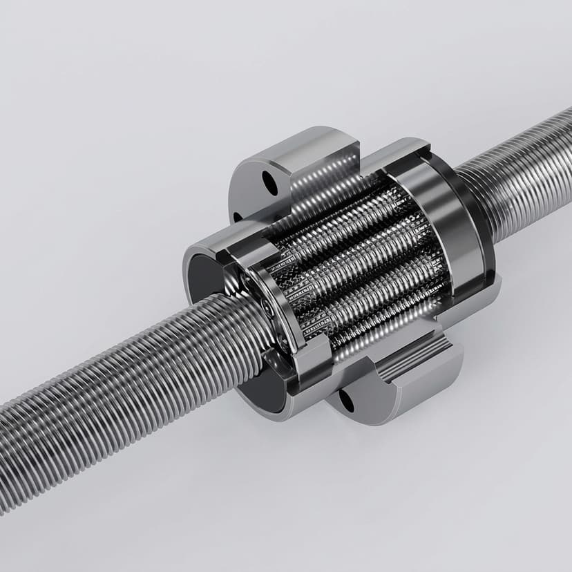 Featured compact roller screw actuator for tight machine envelopes